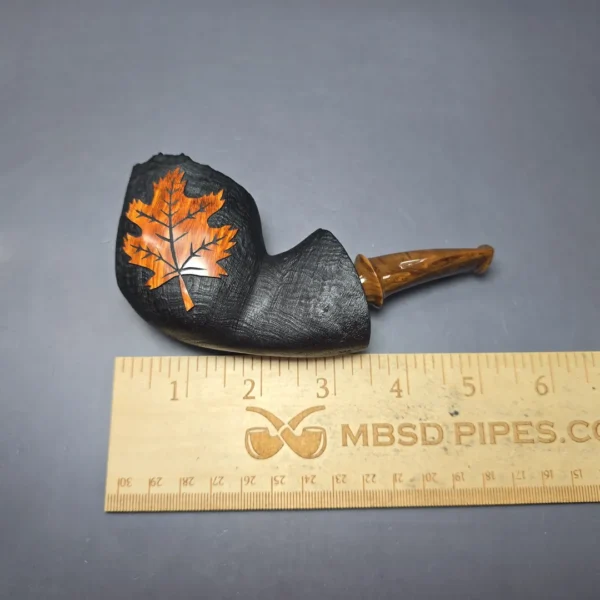 Peter Toth Leaf Carved Sandblasted Blowfish Handmade Briar Pipe, New - Image 9