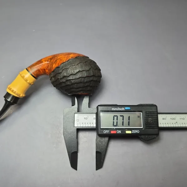 Md. Angga Rusticated Squat Brandy/ w Bamboo Handmade Briar Pipe, New - Image 10