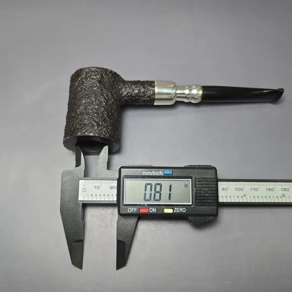 Ferndown Bark 2 Star Partially Rusticated Poker w/ Silver Spigot Estate Briar Pipe, English Estates - Image 10