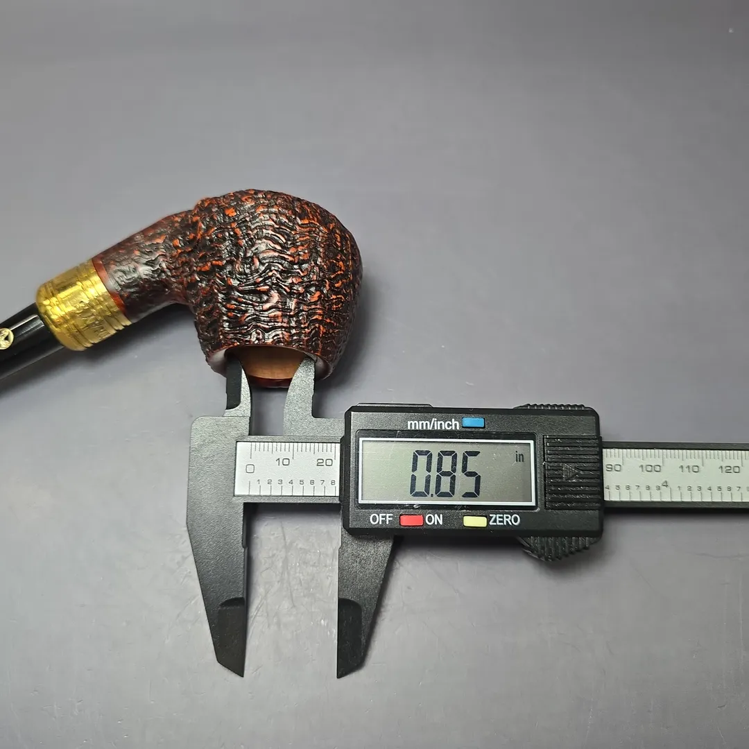 Rattray's Majesty 04 Sandblasted Bent Apple w/ Brass Estate Briar Pipe, Unsmoked, 9mm - Image 10