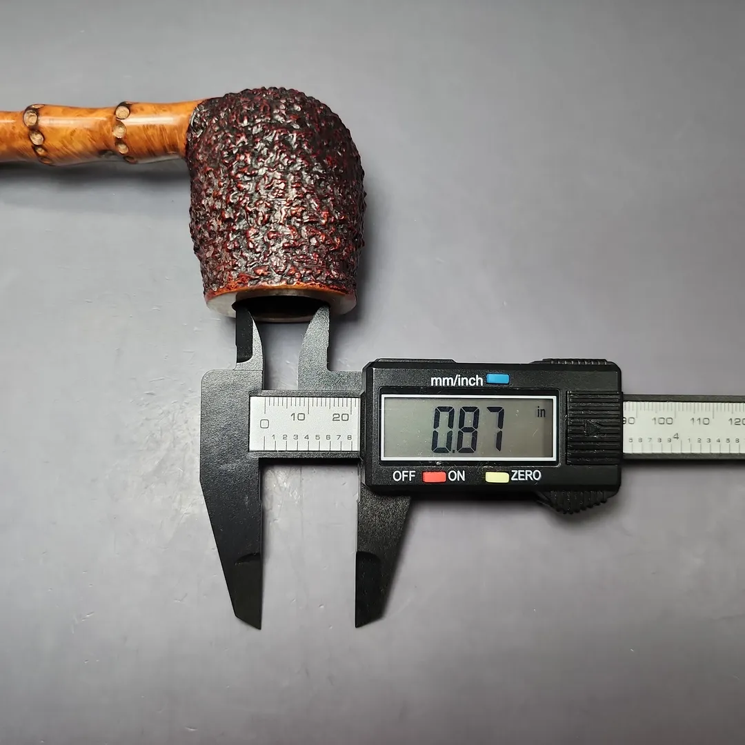 Radice Rind O T/B Twin Bore Rusticated Canadian w/ Faux Bamboo Estate Briar Pipe, Italian Estates - Image 10