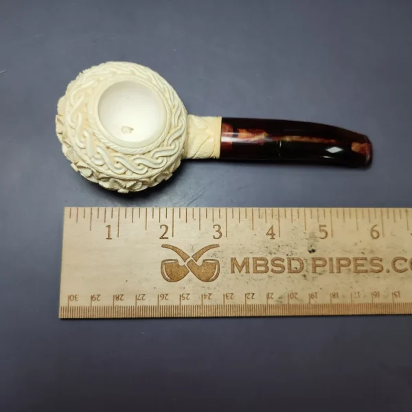 Floral Carved Diplomat Estate Block Meerschaum Pipe, Unsmoked - Image 10