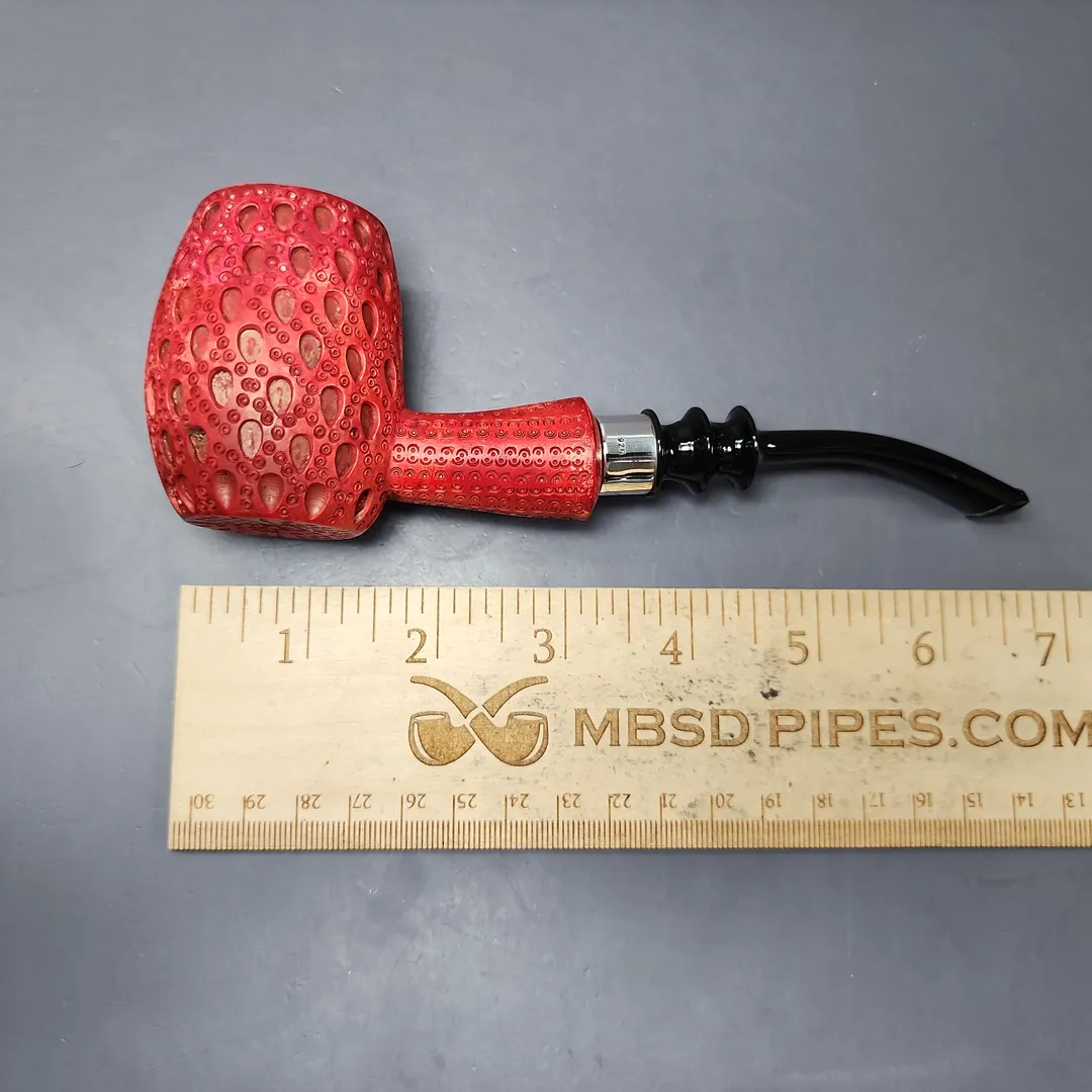 Lattice Carved XL Poker w/ Silver Estate Block Meerschaum Pipe, Turkish Estates - Image 10
