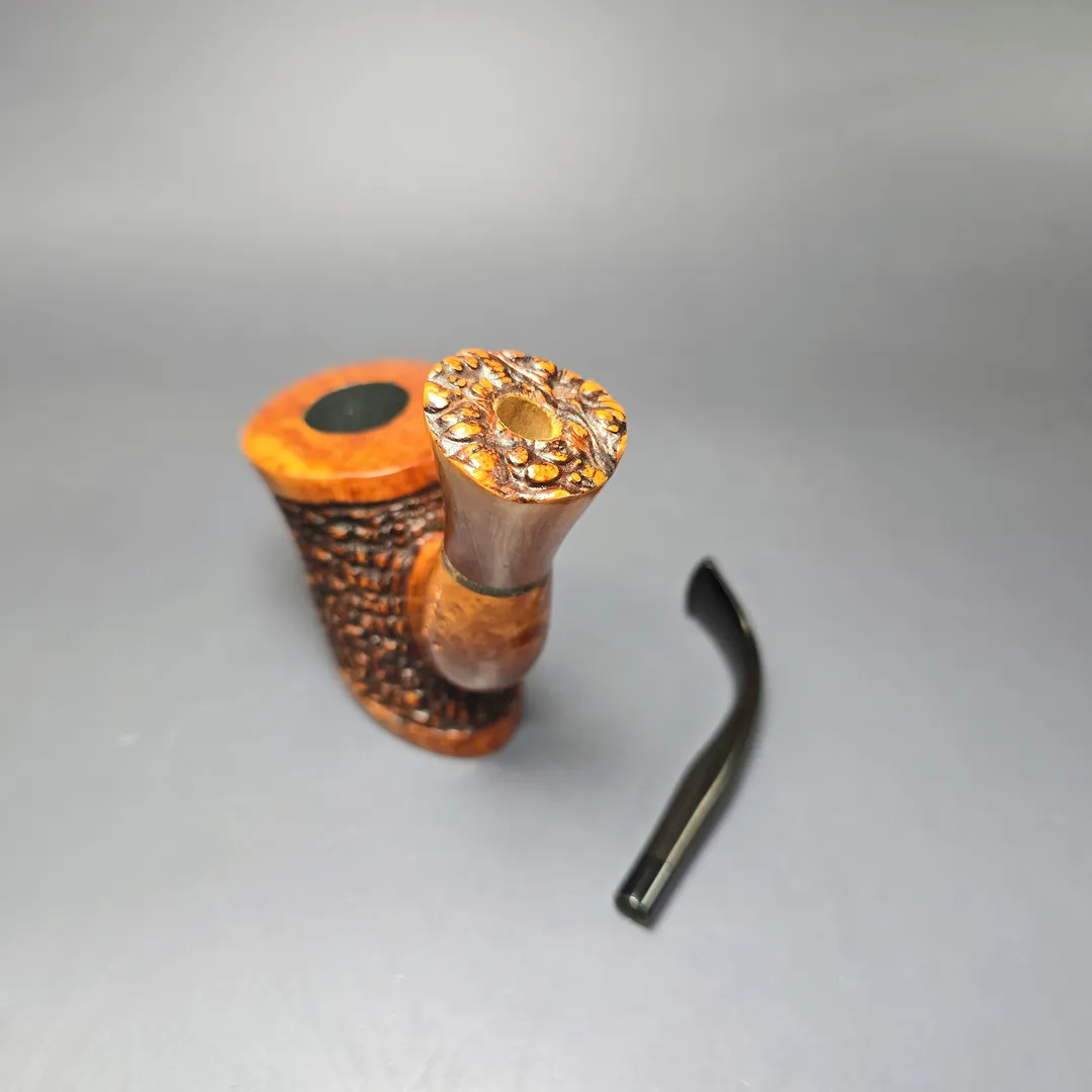 Mario Grandi XL Partially Rusticated Cherrywood Estate Briar Pipe, Italian Estates - Image 10