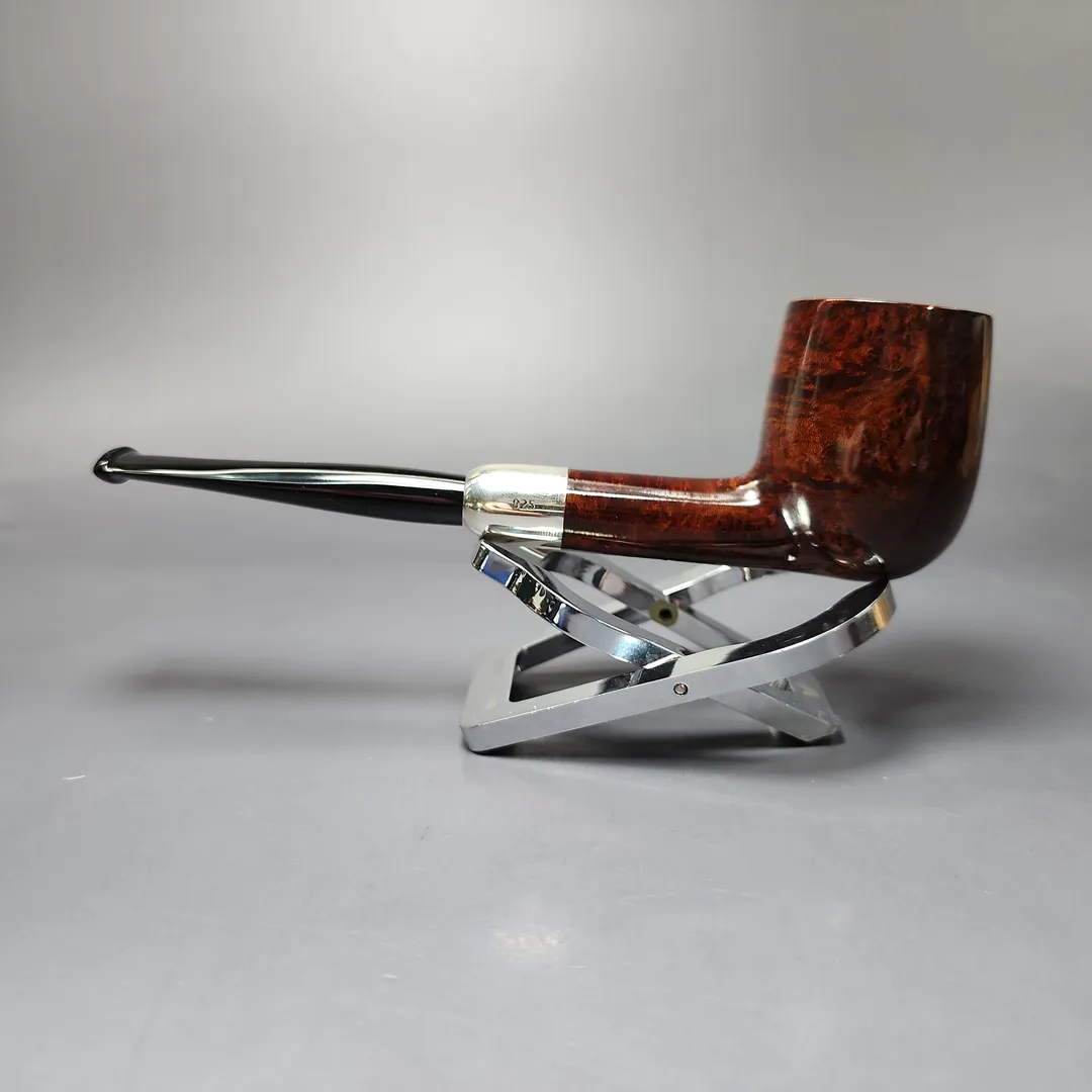 MBSD Briars Timeless Traditions 1 Smooth Billiard w/ Silver Handmade Briar Pipe, New - Image 10
