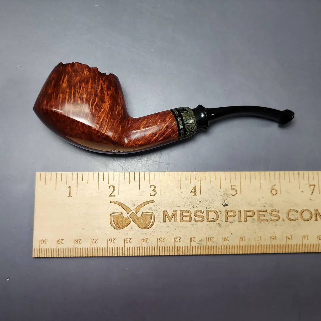 Moonlight Pipes "Fossil" Smooth Volcano w/ Ebonite Handmade Briar Pipe, New - Image 10