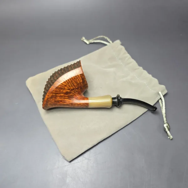 Md. Angga Partially Partially Rusticated Shield Briar Pipe, New - Image 10