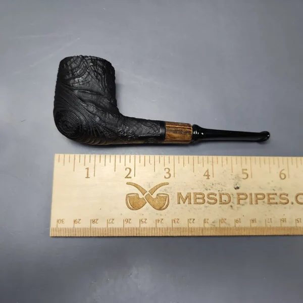 MBSD Briars by Piero Vitale Vintage Sandblasted Billiard w/Zebrawood Briar Pipe, New - Image 10
