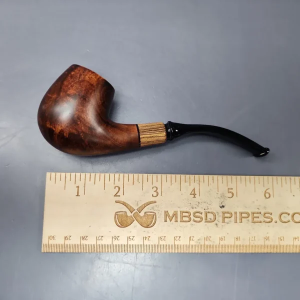 MBSD Briars by Piero Vitale Sienna Contrast Smooth Brandy w/ Zebrawood Briar Pipe, New - Image 10