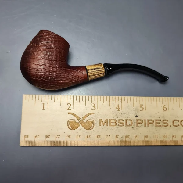 MBSD Briars by Piero Vitale Red Sandblasted Brandy w/ Zebrawood Briar Pipe, New - Image 10