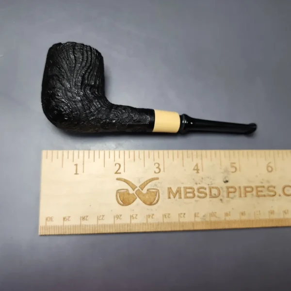 MBSD Briars by Piero Vitale Vintage Sandblasted Billiard w/ Boxwood Briar Pipe, New - Image 10