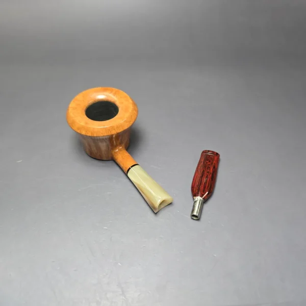 Mina Pipes Smooth Pot w/ Horn Estate Briar Pipe, Unsmoked - Image 10