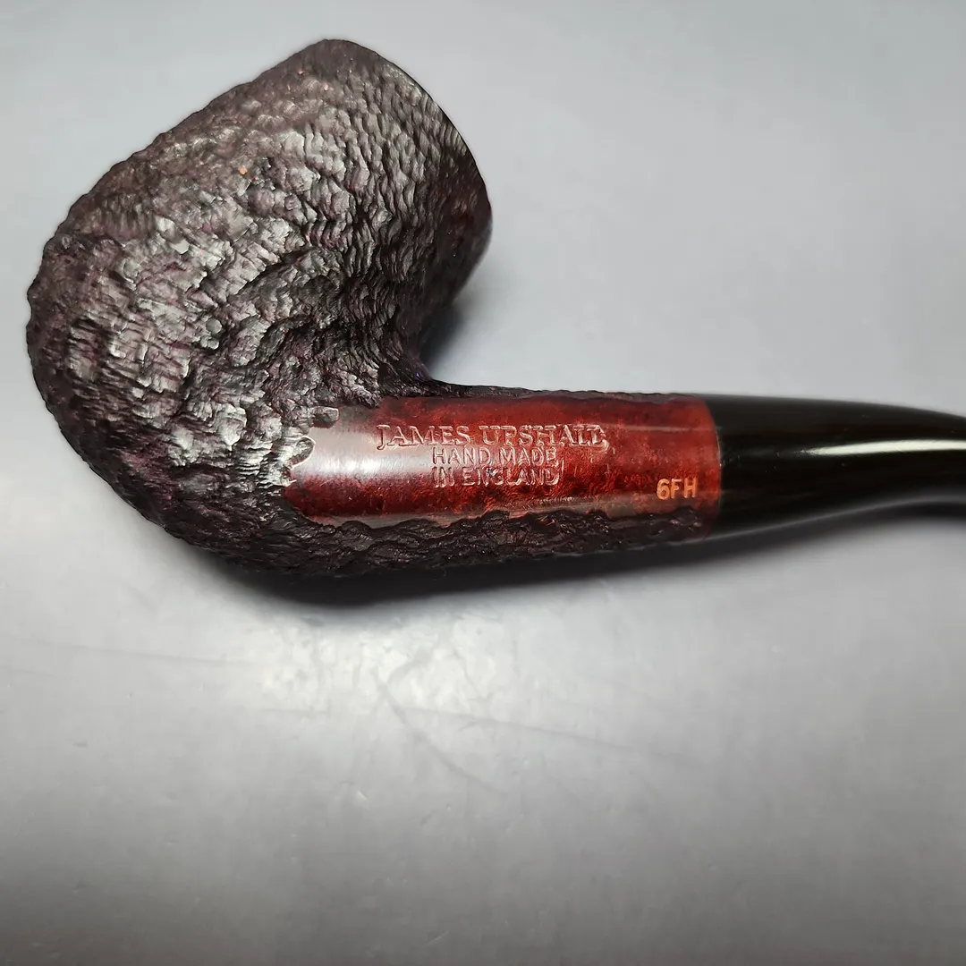 James Upshall Bark Group 6 Partially Rusticated Bent Billiard Estate Briar Pipe, Unsmoked - Image 11