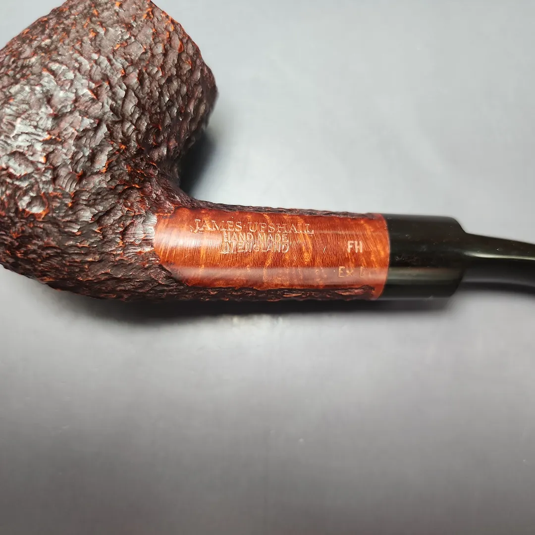 James Upshall Bark EXL Rusticated Bent Billiard Estate Briar Pipe, Unsmoked - Image 11