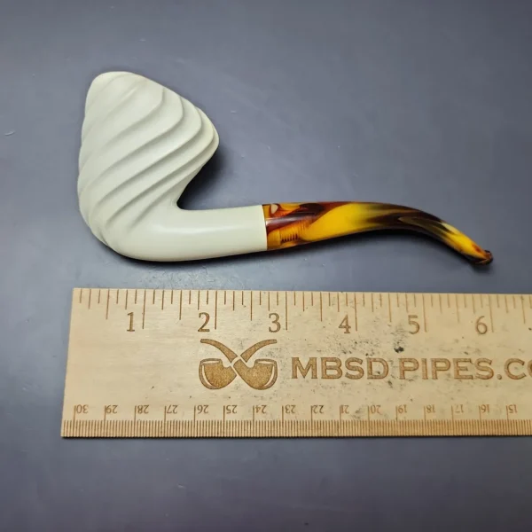 Spiral Carved Rhodesian Estate Block Meerschaum Pipe, Turkish Estates - Image 11