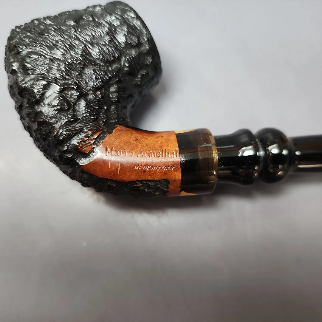 Mauro Armellini Rusticated Bent Brandy Estate Briar Pipe, Italian Estates - Image 11