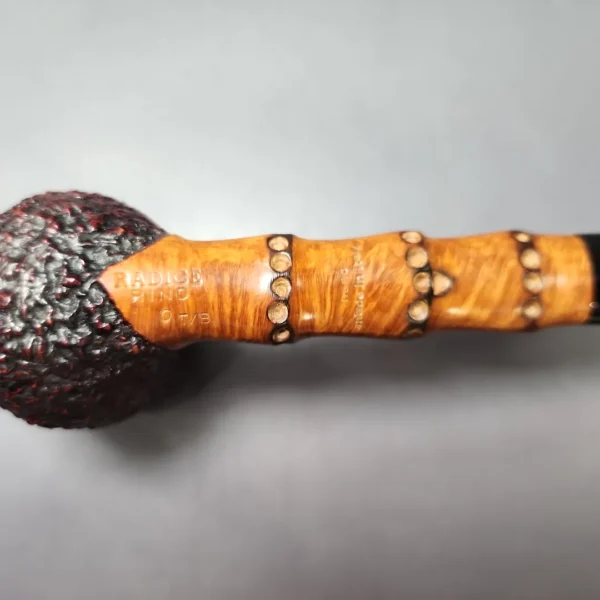 Radice Rind O T/B Twin Bore Rusticated Canadian w/ Faux Bamboo Estate Briar Pipe, Italian Estates - Image 11