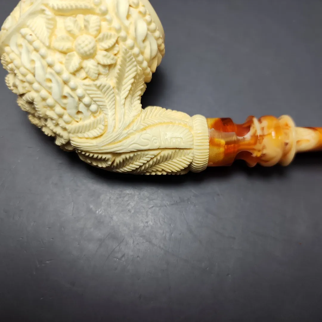 Salim Şener Dragon Carved Apple Estate Block Meerschaum Pipe, Unsmoke - Image 11