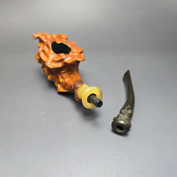 Micoli (Robert Burns) XL Rusticated Freehand w/ Horn Estate Briar Pipe, Unsmoked - Image 11