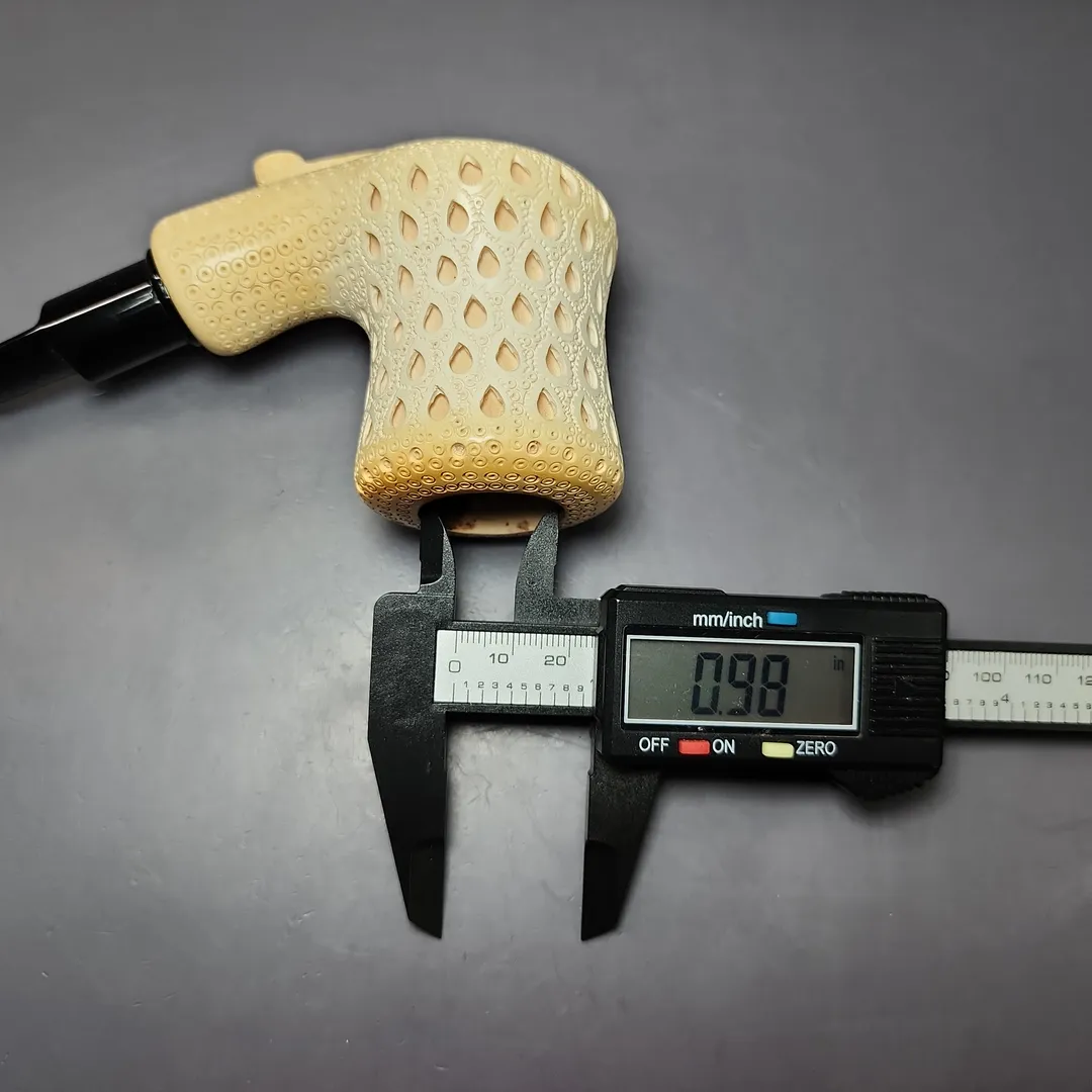 XL Lattice Carved Dublin Estate Block Meerschaum Pipe, Turkish Estates - Image 11