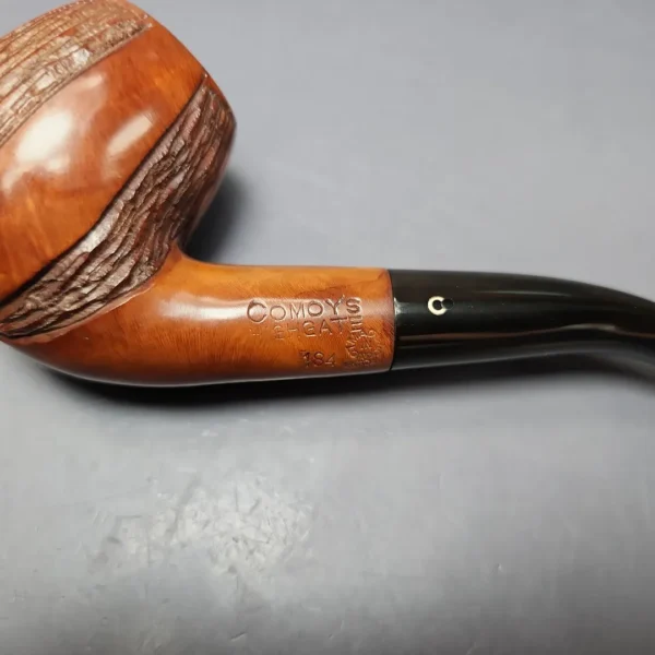 Comoy's Pre-1980s Highgate 184 Partially Rusticated Bent Billiard Estate Briar Pipe, Unsmoked - Image 11