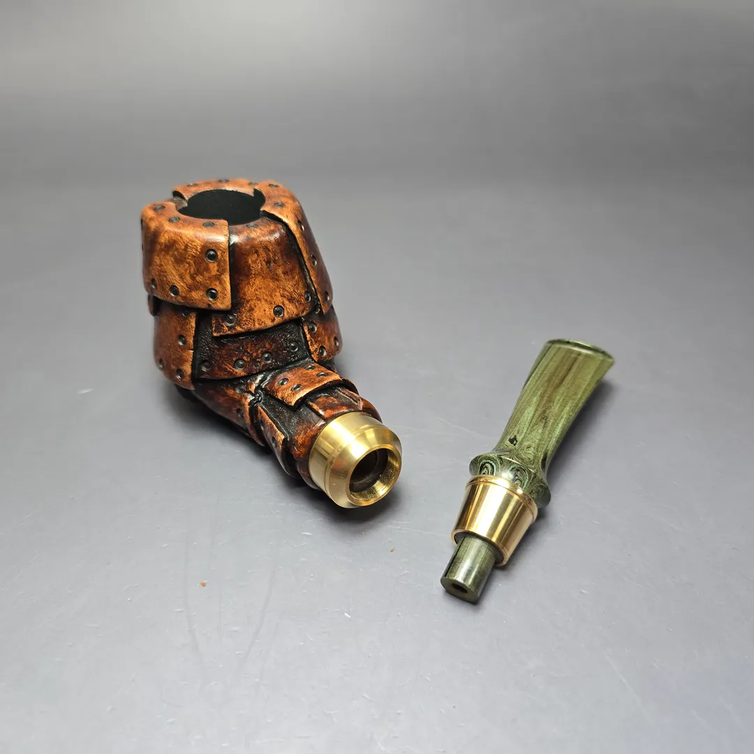 Moonlight Pipes "Steampunk" Cutty w/ Brass Handmade Briar Pipe, New - Image 11