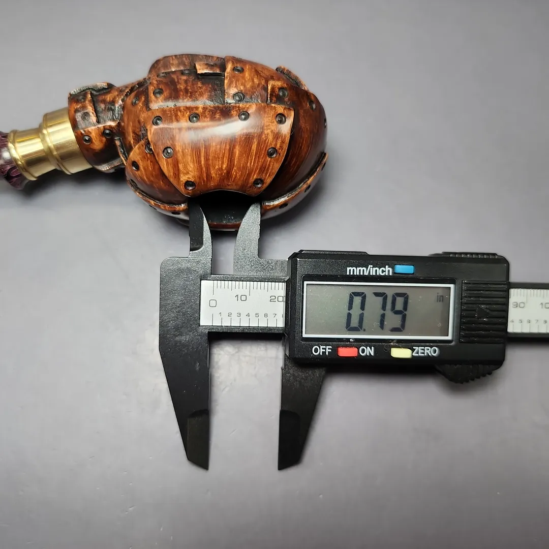 Moonlight Pipes "Steampunk" Tomato w/ Brass Handmade Briar Pipe, New - Image 11