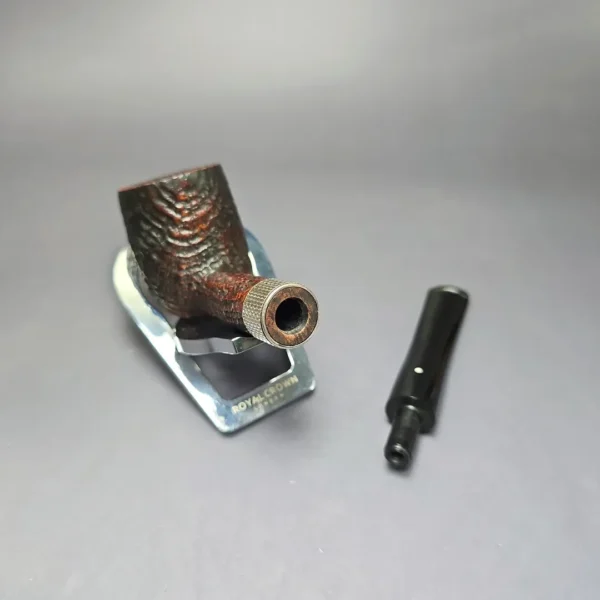 Dunhill 1999 Shell Briar 4103 Sandblasted Billiard w/ Silver Estate Briar Pipe, English Estates - Image 11