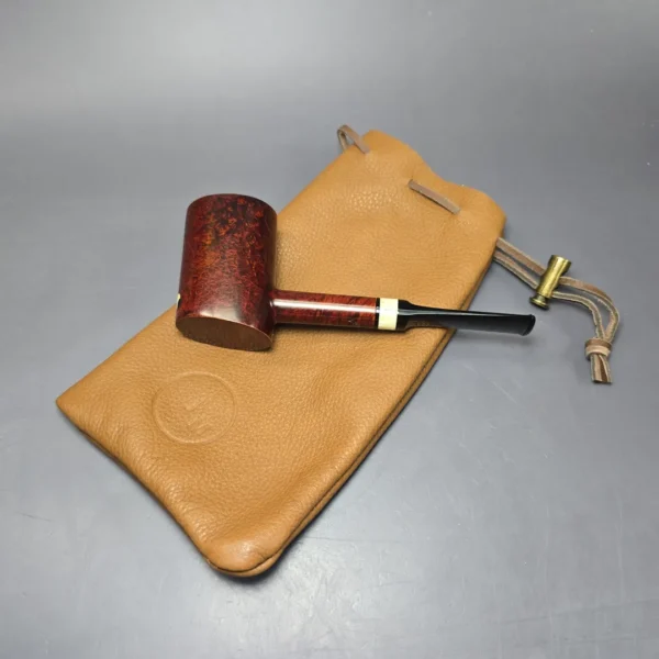 J Mouton Smooth Popera Poker w/ Fossilized Whale Spine Handmade Briar Pipe, New - Image 11