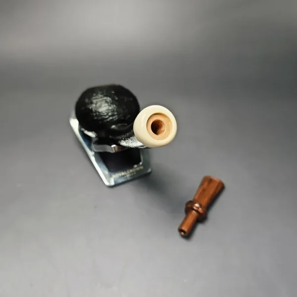 J Mouton Sandblasted Long Shank Squat Tomato w/ Mammoth Handmade Briar Pipe, New - Image 11