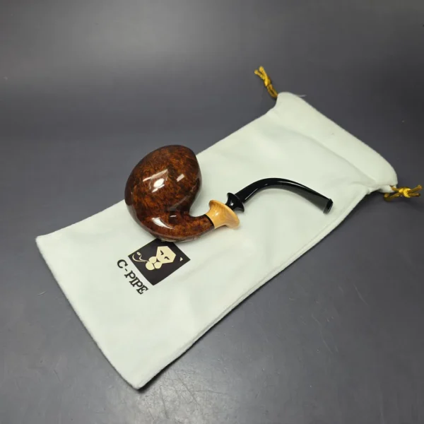 C-Pipe Smooth Oom Paul w/ Olivewood Handmade Briar Pipe, New - Image 11