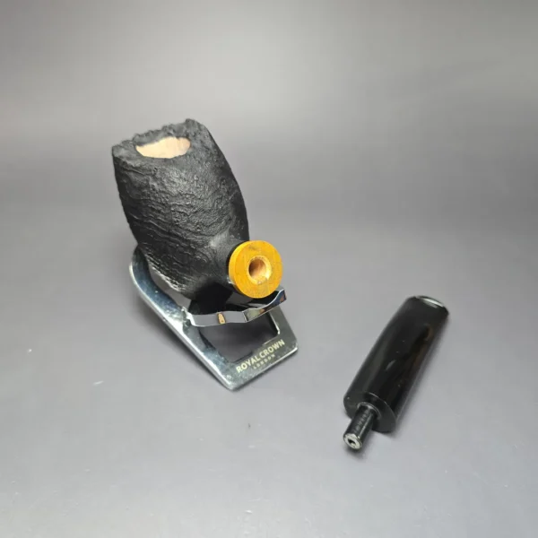 Peter Toth Sandblasted Shield w/ Osage Handmade Briar Pipe, New - Image 11