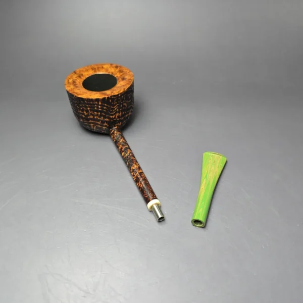 Scottie Piersel XL Relief Contrast Sandblasted Pencil Shank Pot w/ Juma Estate Briar Pipe, Unsmoked - Image 11