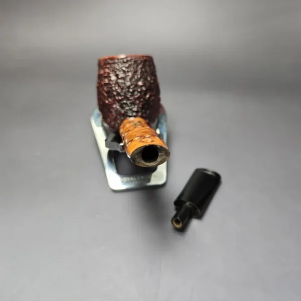 Radice Rind O T/B Twin Bore Rusticated Canadian w/ Faux Bamboo Estate Briar Pipe, Italian Estates - Image 12