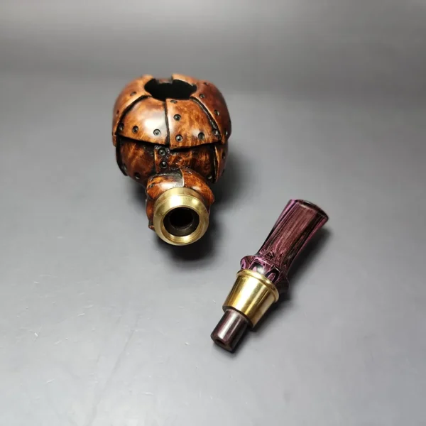 Moonlight Pipes "Steampunk" Tomato w/ Brass Handmade Briar Pipe, New - Image 12