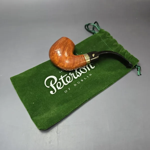 Peterson 1999 Supreme Gold Mounted 221 Smooth Bent Billiard Estate Briar Pipe, Irish Estates - Image 12