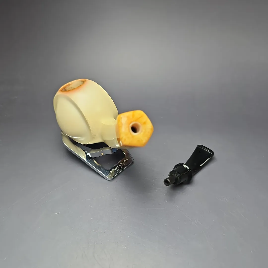 Fikri Baki XL Smooth Asymmetric Blowfish Estate Block Meerschaum Pipe Turkish Estates - Image 12