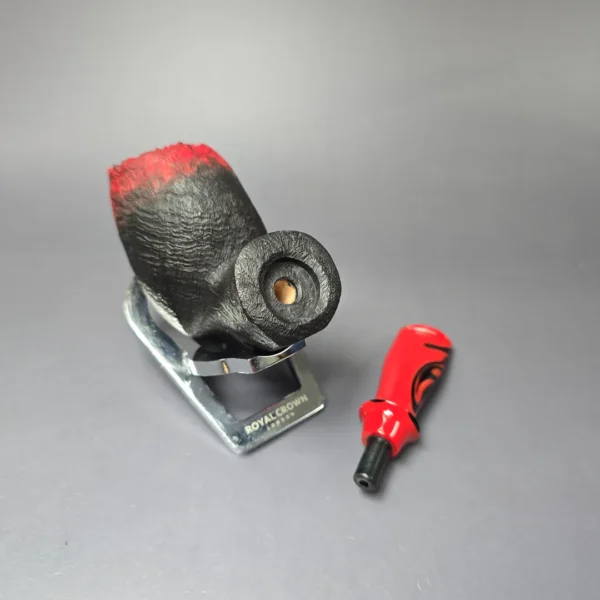Peter Toth Red & Black Sandblasted Stubby Blowfish Handmade Briar Pipe, New - Image 12