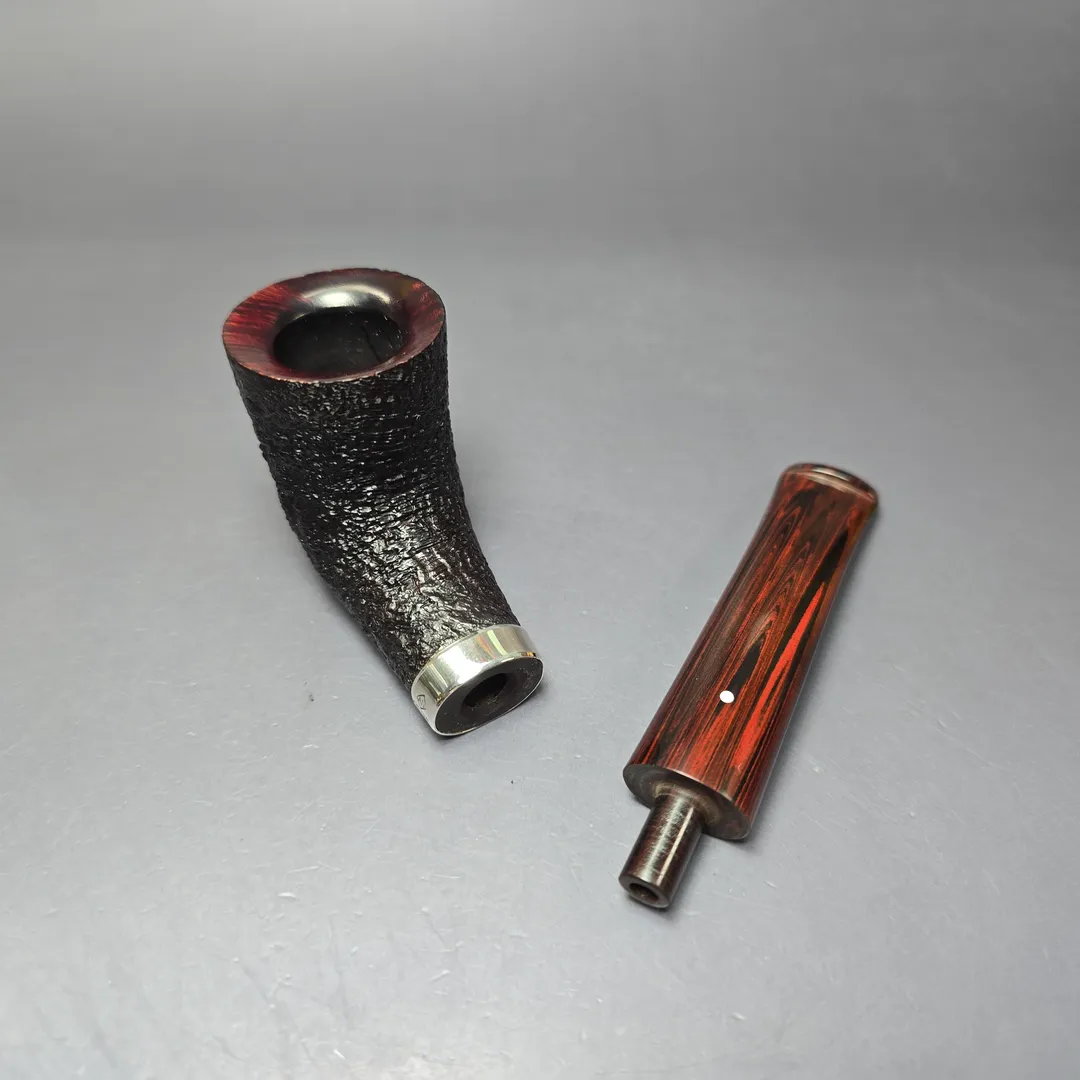 Dunhill 2020 Shell Briar 3421 Sandblasted Zulu w/ Silver Estate Briar Pipe, Unsmoked - Image 12