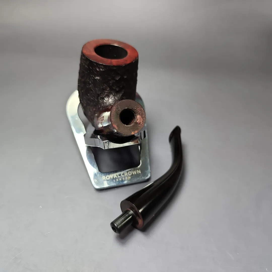 James Upshall Bark Group 6 Partially Rusticated Bent Billiard Estate Briar Pipe, Unsmoked - Image 12