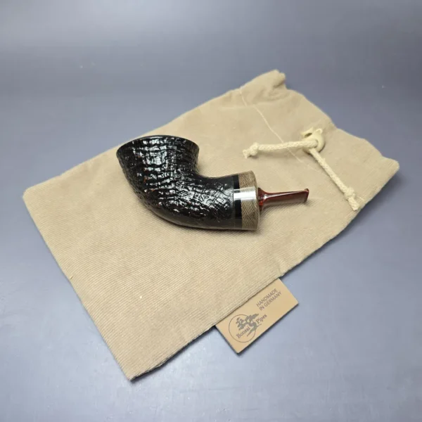 Bonsai Pipes Sandblasted Knubbel Rhodesian w/ Stabilized Platan Handmade Briar Pipe, New - Image 12
