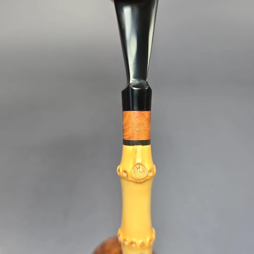 Bjarne Nielsen Signature Grade (C) Smooth Pot w/ Bamboo Estate Briar Pipe, Unsmoked - Image 12