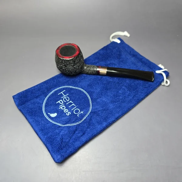 Herriot Pipes Partially Rusticated Prince w/ Horn Handmade Briar Pipe, New - Image 13