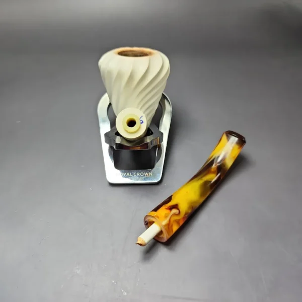 Spiral Carved Rhodesian Estate Block Meerschaum Pipe, Turkish Estates - Image 13