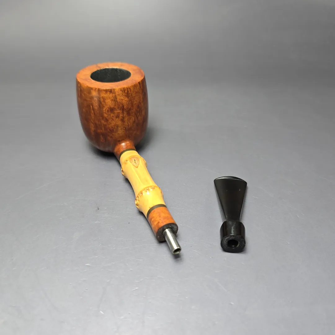 Bjarne Nielsen Signature Grade (C) Smooth Pot w/ Bamboo Estate Briar Pipe, Unsmoked - Image 15