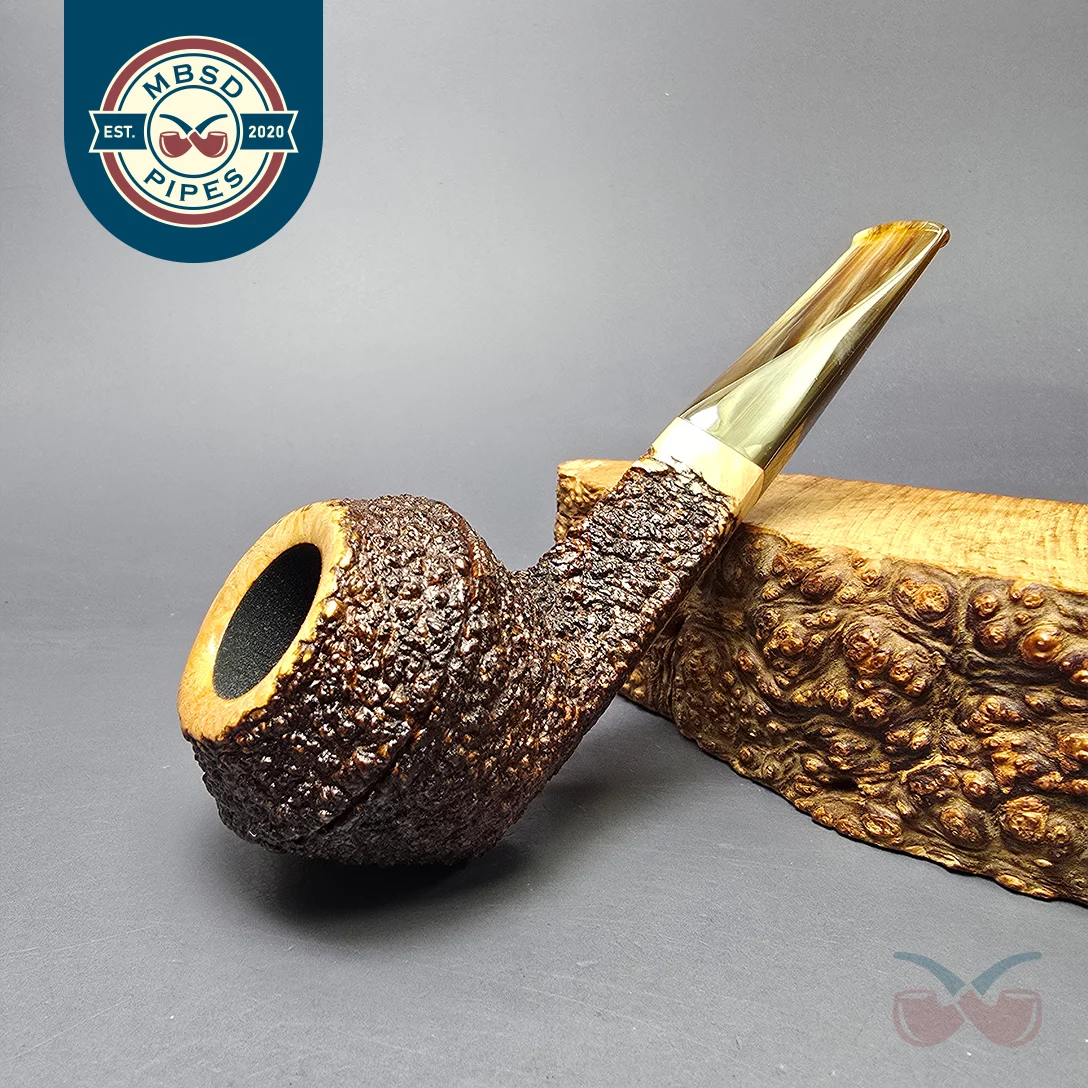 Walt Cannoy Cardinal House Munn Rusticated Bulldog Handmade Briar Pipe, New