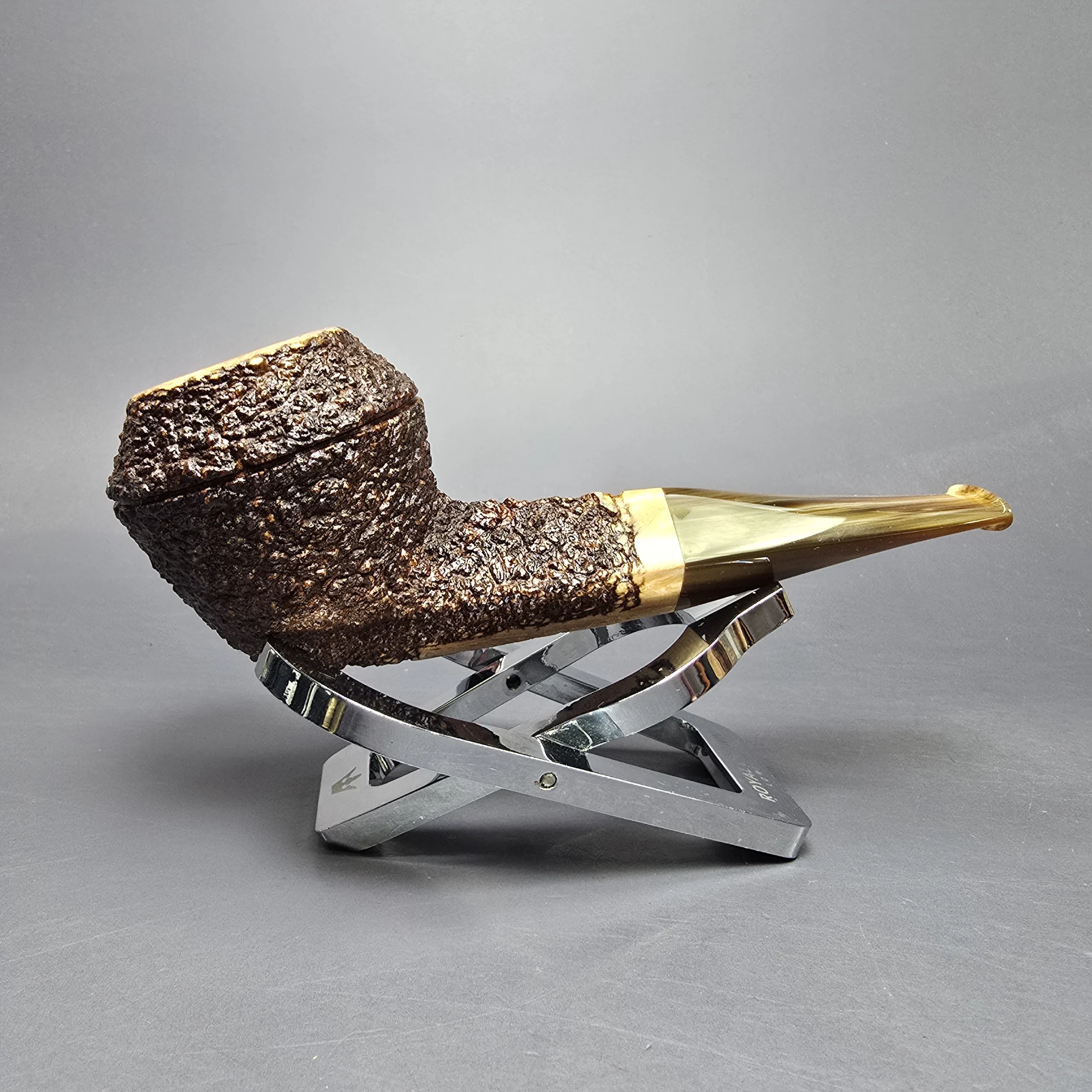 Walt Cannoy Cardinal House Munn Rusticated Bulldog Handmade Briar Pipe, New - Image 2