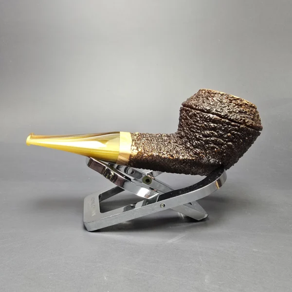 Walt Cannoy Cardinal House Munn Rusticated Bulldog Handmade Briar Pipe, New - Image 4