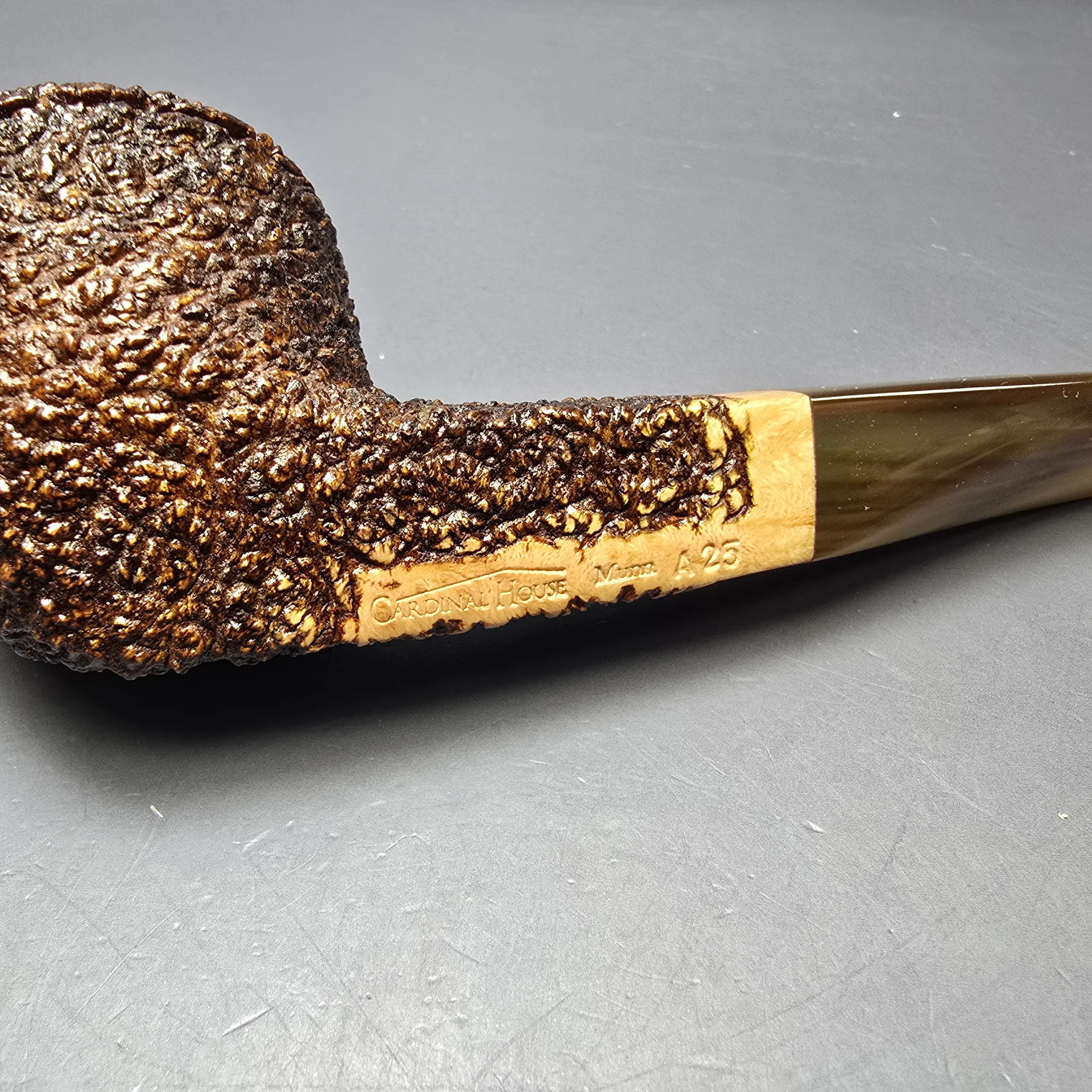Walt Cannoy Cardinal House Munn Rusticated Bulldog Handmade Briar Pipe, New - Image 9