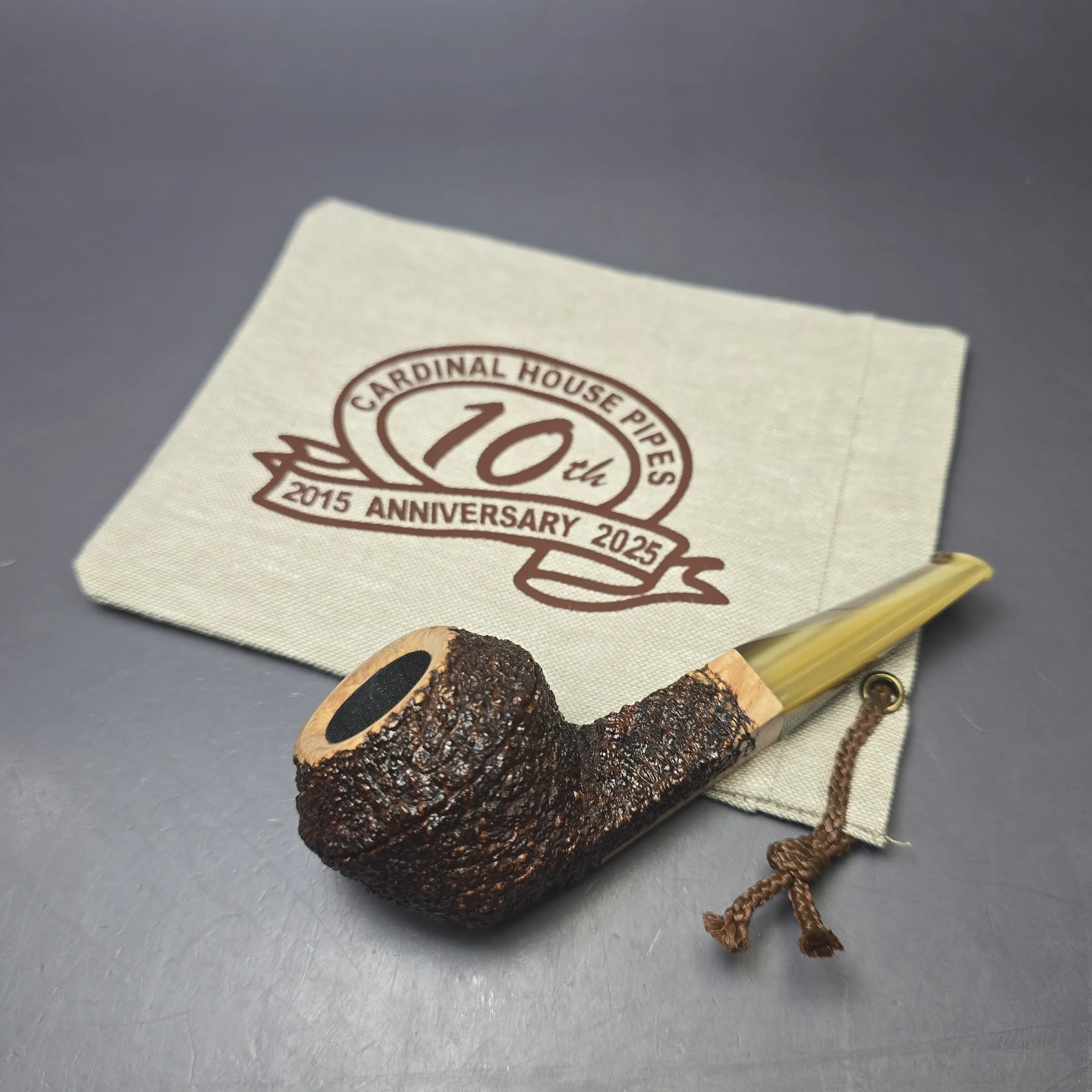 Walt Cannoy Cardinal House Munn Rusticated Bulldog Handmade Briar Pipe, New - Image 13